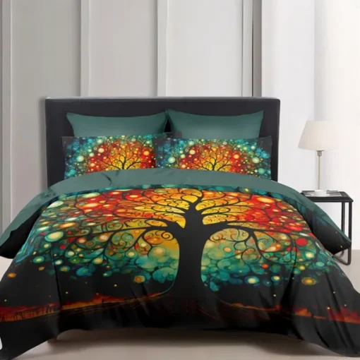 The Tree of Life Pattern Duvet Cover Set Set Soft 3-Piece Luxury Cotton Bedding Set Home Decor Gift King Queen Duvet Cover