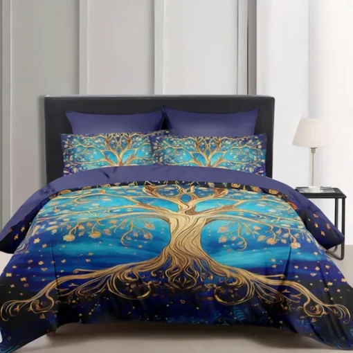 The Tree of Life Pattern Duvet Cover Set Set Soft 3-Piece Luxury Cotton Bedding Set Home Decor Gift King Queen Duvet Cover