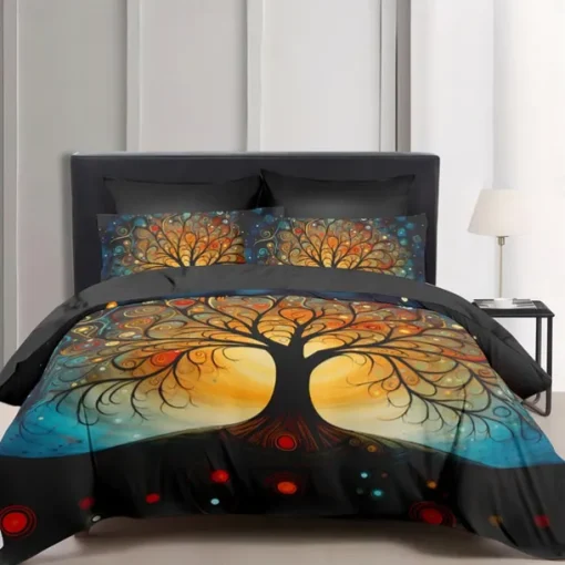The Tree of Life Pattern Duvet Cover Set Set Soft 3-Piece Luxury Cotton Bedding Set Home Decor Gift King Queen Duvet Cover