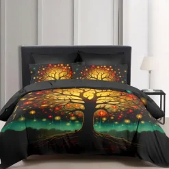 The Tree of Life Pattern Duvet Cover Set Set Soft 3-Piece Luxury Cotton Bedding Set Home Decor Gift King Queen Duvet Cover