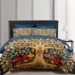 The Tree of Life Vintage Pattern Duvet Cover Set Set Soft 3-Piece Luxury Cotton Bedding Set Home Decor Gift King Queen Duvet Cover