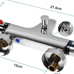 Thermostatic Bath Shower Mixer Valve Bar Wall Mounted, Chrome Bathroom Bathtub Anti Scald Tap, Bottom G1/2 Exposed Thermostatic Shower Valve Constant Temperature Bathtub Shower Faucets