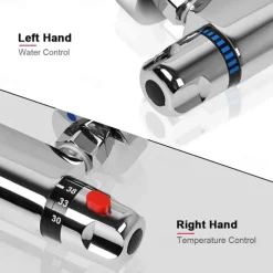 Thermostatic Bath Shower Mixer Valve Bar Wall Mounted, Chrome Bathroom Bathtub Anti Scald Tap, Bottom G1/2 Exposed Thermostatic Shower Valve Constant Temperature Bathtub Shower Faucets