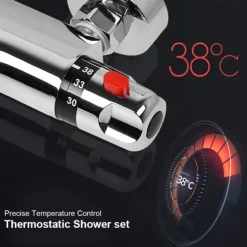 Thermostatic Bath Shower Mixer Valve Bar Wall Mounted, Chrome Bathroom Bathtub Anti Scald Tap, Bottom G1/2 Exposed Thermostatic Shower Valve Constant Temperature Bathtub Shower Faucets