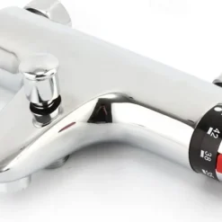 Thermostatic Bath Shower Mixer Valve Bar Wall Mounted, Chrome Bathroom Bathtub Anti Scald Tap, Bottom G1/2 Exposed Thermostatic Shower Valve Constant Temperature Bathtub Shower Faucets