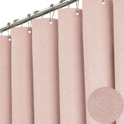 Thick Linen Fabric Shower Curtain, Heavy Duty Luxury Decorative Shower Curtains for Bathroom and Bathtubs, Classic Hotel Spa Quality Design, Waterproof & Washable
