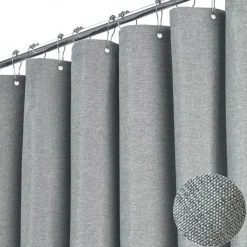 Thick Linen Fabric Shower Curtain, Heavy Duty Luxury Decorative Shower Curtains for Bathroom and Bathtubs, Classic Hotel Spa Quality Design, Waterproof & Washable