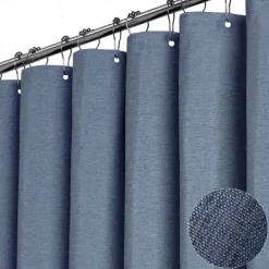 Thick Linen Fabric Shower Curtain, Heavy Duty Luxury Decorative Shower Curtains for Bathroom and Bathtubs, Classic Hotel Spa Quality Design, Waterproof & Washable