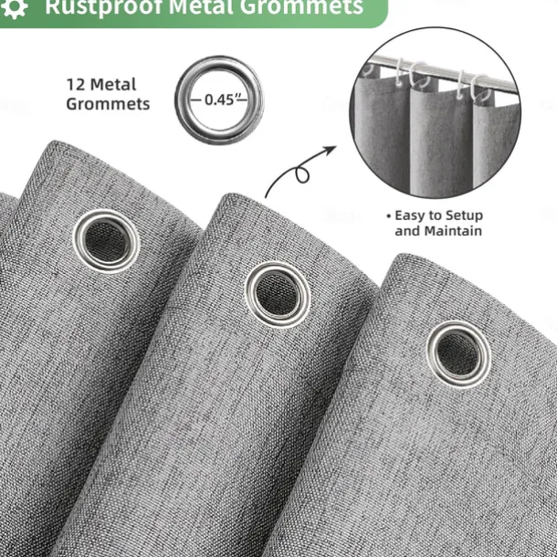 Thick Linen Fabric Shower Curtain, Heavy Duty Luxury Decorative Shower Curtains for Bathroom and Bathtubs, Classic Hotel Spa Quality Design, Waterproof & Washable