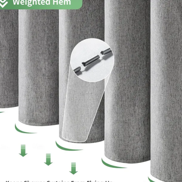 Thick Linen Fabric Shower Curtain, Heavy Duty Luxury Decorative Shower Curtains for Bathroom and Bathtubs, Classic Hotel Spa Quality Design, Waterproof & Washable