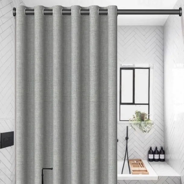 Thick Linen Fabric Shower Curtain, Heavy Duty Luxury Decorative Shower Curtains for Bathroom and Bathtubs, Classic Hotel Spa Quality Design, Waterproof & Washable