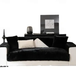 Thick Plush Faux Rabbit Fur Sofa Slipcovers,Funny Fuzzy Sofa Cover -Towel Mattress Protector Furniture Protector Washable Anti-Slip Sofa Cover
