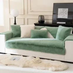 Thick Plush Faux Rabbit Fur Sofa Slipcovers,Funny Fuzzy Sofa Cover -Towel Mattress Protector Furniture Protector Washable Anti-Slip Sofa Cover