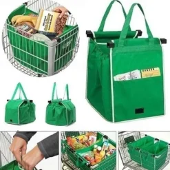 Thickened Green Supermarket Cart Shopping Bag Storage Fabric Bag Non Woven Handbag Tv Product Grab Bag