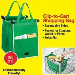 Thickened Green Supermarket Cart Shopping Bag Storage Fabric Bag Non Woven Handbag Tv Product Grab Bag