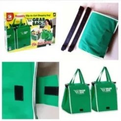 Thickened Green Supermarket Cart Shopping Bag Storage Fabric Bag Non Woven Handbag Tv Product Grab Bag