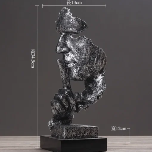Thinker Statue - Silence is Gold Modern Decor Creative Abstract Art Figurine Resin Sculptures Decoration Room Home Study Office for Men Desktop Ornament