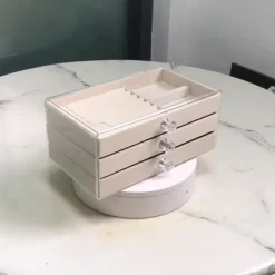 Three-Layer Transparent Acrylic Jewelry Storage Box: Multi-functional Display Cabinet for Rings, Necklaces, Bracelets, Ideal for Desktop Jewelry Storage and Display