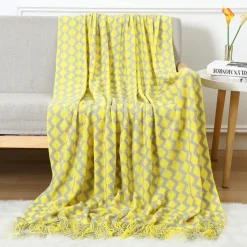 Throw Blankets for Couch with Tassel,Burnt Orange Knitted Throw Blanket for Bed, Super Soft Warm Large Throws for Home