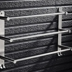 3-Tier Towel Rail with Hooks for Bathroom Wall Mounted Stainless Steel Towel Bar Brushed Nickel Towel Rack Rustproof Towel Bar 40/50/60CM(Silvery)