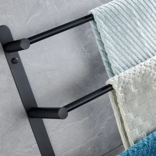 3-Tier Towel Towel Rail ,Wall Mounted Stainless Steel Towel Rack Storage Shelf for Bathroom 30cm~70cm Towel Bar Towel Rail Towel Hanger(Matte Black/Chrome)