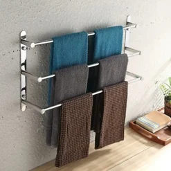3-Tiers Towel Rack Stainless Steel Bath Towel Bar Towel Rail Wall Mount Mirror Polished Silvery 60/70cm