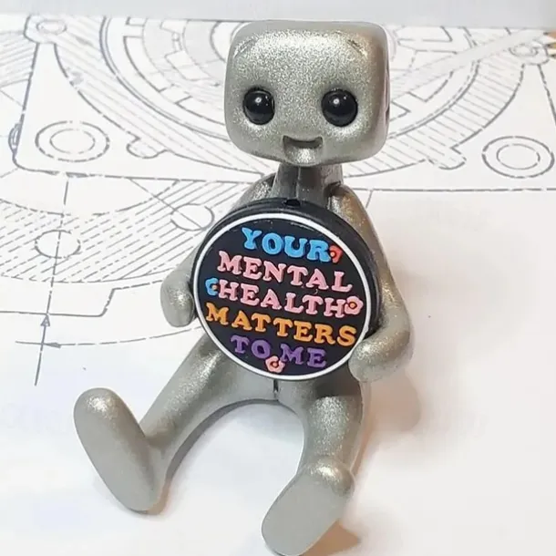 Tiny Robot Figure with Slogan - Your Anxiety is A Lying H*e Robot, Inspirational Cute Fun Office Desk Decorations