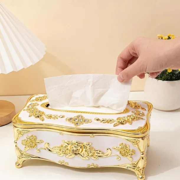 Tissue Box Holder, Vintage Toilet Paper Holder, Elegant Acrylic Facial Tissue Napkin Dispenser Holder For Bedroom, Coffee Table, Bathroom, Home, Restaurant, Wedding