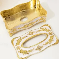 Tissue Box Holder, Vintage Toilet Paper Holder, Elegant Acrylic Facial Tissue Napkin Dispenser Holder For Bedroom, Coffee Table, Bathroom, Home, Restaurant, Wedding