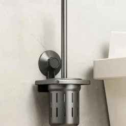 Toilet Brush and Holder, Paper Towel Holder, Suction Cup Bath Hardware Set, Bathroom Accessories Wall-Mounted