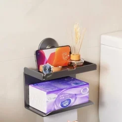 Toilet Brush and Holder, Paper Towel Holder, Suction Cup Bath Hardware Set, Bathroom Accessories Wall-Mounted