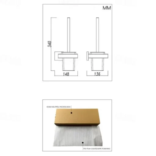 Toilet Brush Holder Set New Design Stainless Steel Matte Black Toilet Brush Holder Wall Mounted 1pc