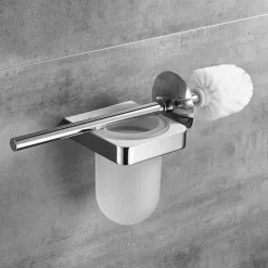 Toilet Brush Set Include Toilet Brush and Toilet Brush Holder New Design Brass for Bathroom Decoration Wall Mounted Chrome 1pc