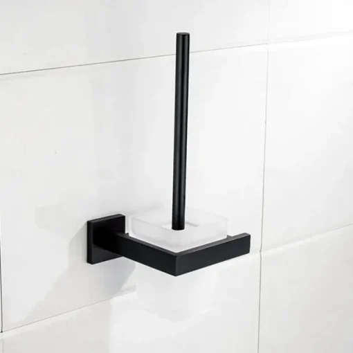 Toilet Brush with Holder, Stainless Steel Wall Mounted Rubber Painted Toilet Bowl Brush and Holder for Bathroom