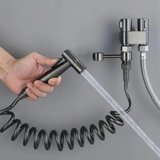 Toilet Hand Held Bidet Faucet Sprayer Bidet Set Sprayer Gun Toilet Spray For Bathroom Self Cleaning Shower Head (with 78 Inch Extension Pipe And Dual Control Angle Valve)