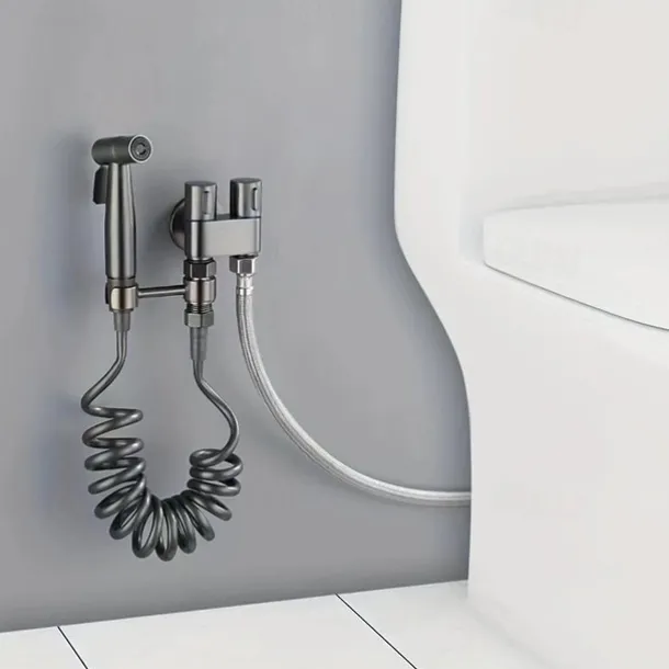Toilet Hand Held Bidet Faucet Sprayer Bidet Set Sprayer Gun Toilet Spray For Bathroom Self Cleaning Shower Head (with 78 Inch Extension Pipe And Dual Control Angle Valve)