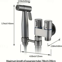 Toilet Hand Held Bidet Faucet Sprayer Bidet Set Sprayer Gun Toilet Spray For Bathroom Self Cleaning Shower Head (with 78 Inch Extension Pipe And Dual Control Angle Valve)
