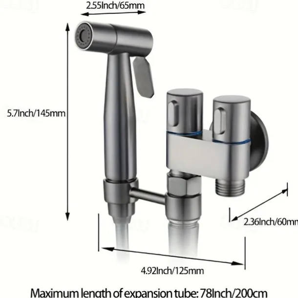 Toilet Hand Held Bidet Faucet Sprayer Bidet Set Sprayer Gun Toilet Spray For Bathroom Self Cleaning Shower Head (with 78 Inch Extension Pipe And Dual Control Angle Valve)