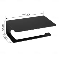 Toilet Paper Holder Multi-Functional Storage Roll Paper Holder Black Matt Space Aluminum