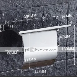 Toilet Paper Holder Stainless Steel for Bathroom with Mobile Phone Storage Shelf Wall Mounted 1pc
