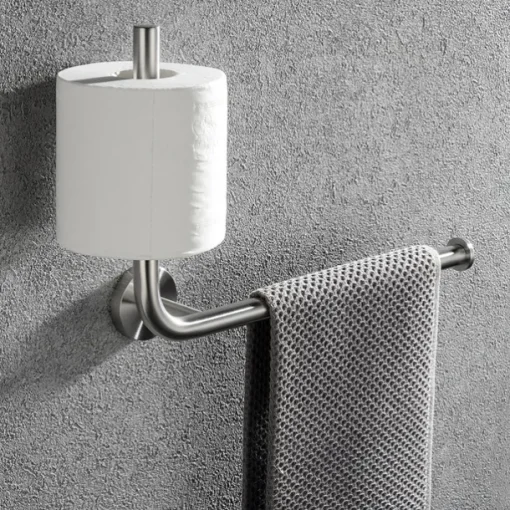 Toilet Paper Holder Vertical Installation Towel Bar Detachable 304 Stainless Steel Brushed Nickel and Matte Black 1pc