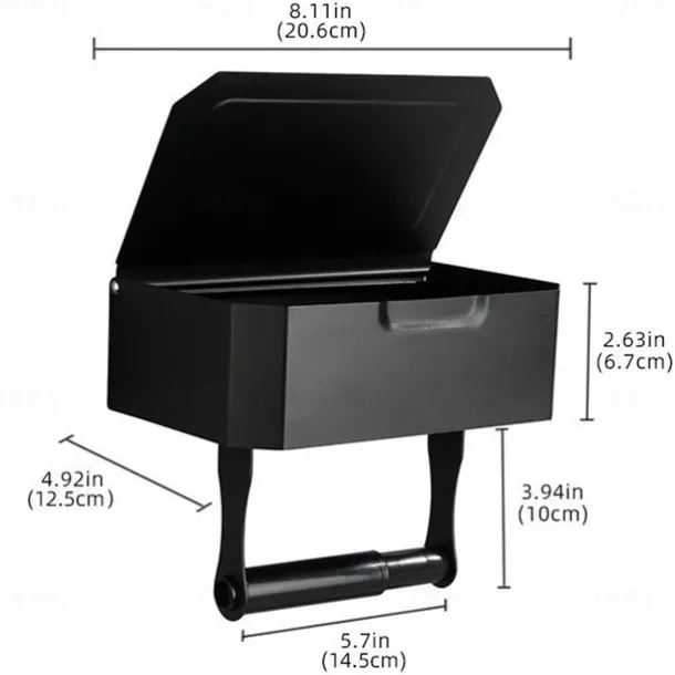 Toilet Paper Holder with Storage and Shelf, Matt Black Bathroom Toilet Paper Holder Wall Mount, Stainless Steel Flushable Wet Wipes Dispenser - Hide Your Wipes from View