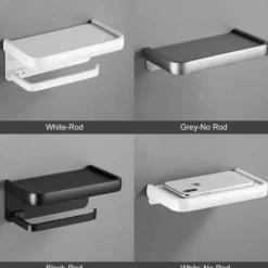 Toilet Paper Holder with Shelf Wall Mounted,Aluminum Toilet Paper Roll Holder, Tissue Roll with Mobile Phone Storage