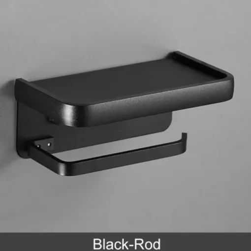 Toilet Paper Holder with Shelf Wall Mounted,Aluminum Toilet Paper Roll Holder, Tissue Roll with Mobile Phone Storage
