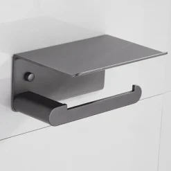 Toilet Paper Holder with Shelf Wall Mounted,Aluminum Toilet Paper Roll Holder, Tissue Roll with Mobile Phone Storage