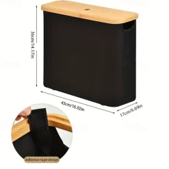 Toilet Paper Storage for 12 Rolls, Stackable & Foldable - The Ultimate Bathroom Organizer - Waterproof Basket with Bamboo Lid - Elegant Toilet Paper Storage Holder