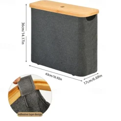 Toilet Paper Storage for 12 Rolls, Stackable & Foldable - The Ultimate Bathroom Organizer - Waterproof Basket with Bamboo Lid - Elegant Toilet Paper Storage Holder