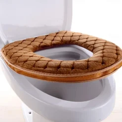Toilet Seat Cover Cushion Universal Plush Toilet Seat Cover Warm Toilet Seat Cover Cute Knitting Handle Toilet Seat Cover