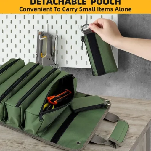 Tool Bag Tool Roll Organizer Roll Up Tool Bag With Detachable Pouches, Heavy Duty Tool Organizers With 6 Tool Pouches - Tool Roll Pouch For Mechanic, Electrician Hobbyist