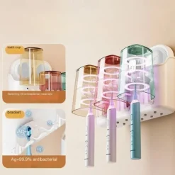 Toothbrush Holders Suction Cup for Bathrooms, Wall Mounted Toothbrush Holder with 2/3/4 Large Storage Slot Tooth Brush Holder